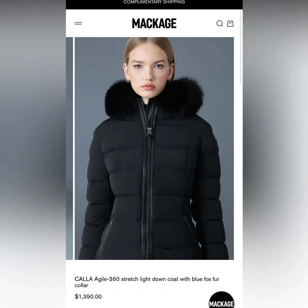 Mackage Women's Black Puffer Coat with Fur Hood - Picture 4 of 11